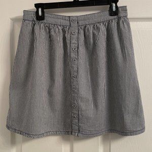 Women's Blue and White Striped Skirt with Pockets